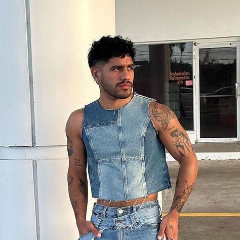 Menswear on Instagram: "@ansieton 🩵" Ira Aesthetic, All Denim Outfit Men, Denim Outfit For Men, Denim On Denim Outfit Men, Men Denim Outfit, Men Coachella, All Jeans Outfit, Nigel Xavier, Gay Club Outfit