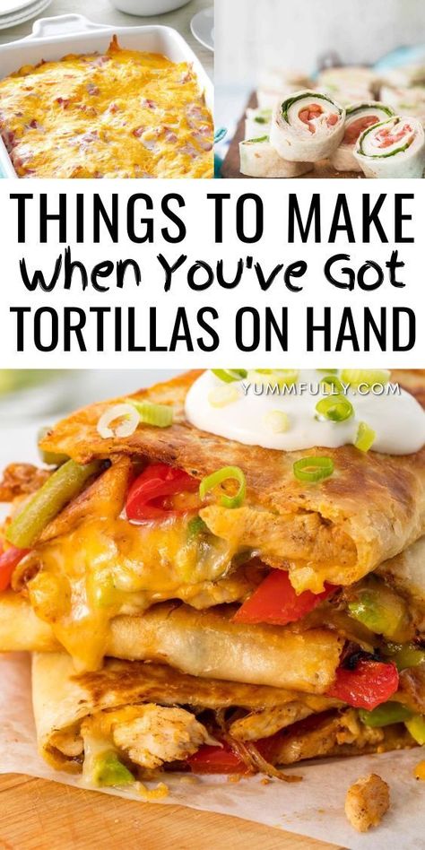 Turn extra tortillas into a fiesta of flavors with these recipes. From cheesy quesadillas to crispy tortilla chips, these recipes showcase the endless possibilities, ensuring no tortilla goes to waste in your kitchen. Flour Tortilla Recipe Meals Dinners, Tortilla Uses Dinners, Flour Tortilla Recipe Mexican Casserole, Recipes With Tortillas Easy, Flour Tortillas Recipes Meals, Dinner Using Tortillas, Tortilla Shell Recipes Dinners, Floor Tortillas Recipes, Uses For Tortilla Wraps