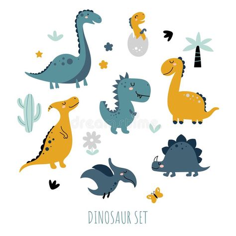 Dinosaur Vector Illustrations, Cute Dino Illustration, Cute Dinosaur Illustration, Dinos Illustration, Dinasour Illustration, Cute Dinosaur Clipart, Baby Nursery Murals, Dino Illustration, Toddler Birthday Party Themes