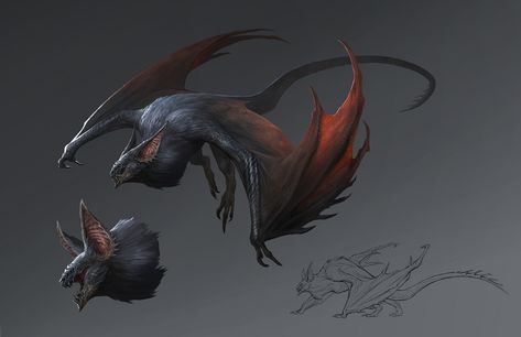 ArtStation - Flying Wyvern Concept Design, Joseph Lin Fantasy Flying Mount, Fantasy Mounts Flying, Fantasy Flying Creatures, Fantasy Transportation, Dnd Pets, Caves And Caverns, Beast Hunters, Flying Monsters, Symbiote Spiderman