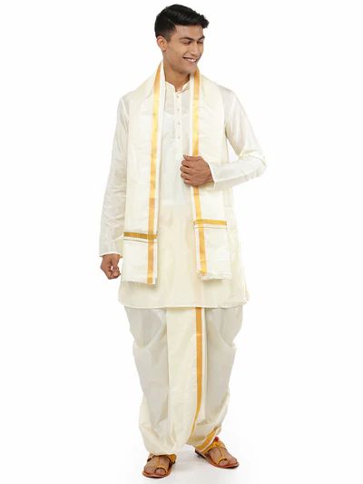 Mens Wedding Set | Silk Dhoti and Shirt for Wedding | Men's Wedding Dress Collection | Men's Wedding Collection – Ramraj Cotton Dhoti For Men, Indian Bride Photography Poses, Wedding Kurta For Men, Wedding Dresses Men Indian, Bride Photography Poses, Casual Indian Fashion, Wedding Dress Men, Dress Suits For Men, Indian Groom