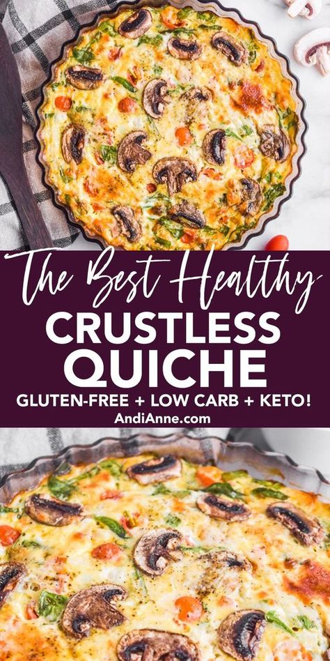 Crustless Quiche Whole 30, Keto Mushroom Quiche, Mushroom Quiche Recipes Crustless, Breakfast Veggie Quiche, Crustless Quiche For Two, Broccoli Spinach Quiche, Keto Breakfast Quiche Crustless, Keto Friendly Breakfast Casserole, Roasted Veggie Quiche