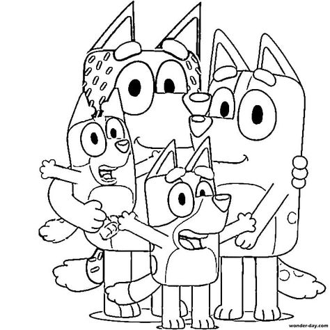 Free Printable Bluey, Bluey Coloring Pages, Printable Bluey, Family Coloring Pages, Valentines Day Coloring Page, Farm Animal Coloring Pages, Valentines Day Coloring, Truck Coloring Pages, Family Coloring