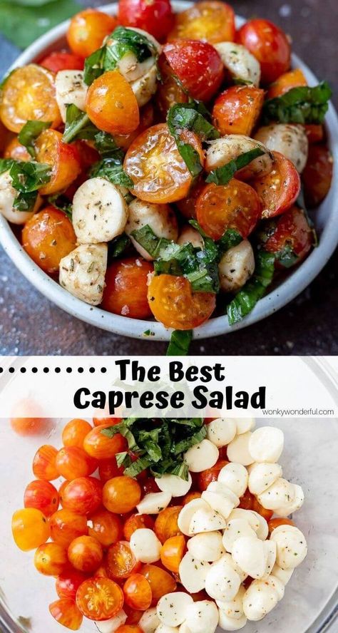 Classic favorite! Best Caprese Salad Recipe, Simple Caprese Salad, Caprese Dressing, Basil Salad Recipes, Caprese Salad Dressing, Best Caprese Salad, Fresh Produce Recipes, Tomato And Mozzarella Salad, Tomato Mozzarella Salad