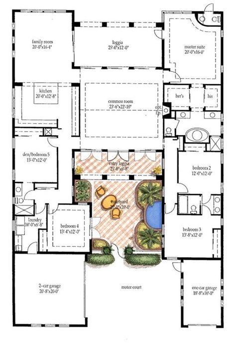 Vegetable Side Dishes For Bbq, U Shaped House Plans, U Shaped Houses, Multigenerational House Plans, Multigenerational House, Shed House, Vegetable Planting, Vegetables Garden, 3d Floor Plans