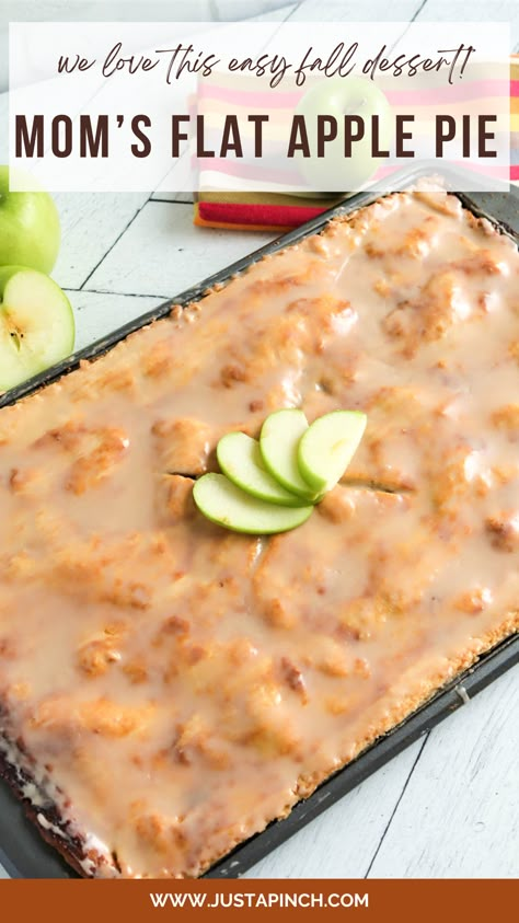 Mom's Flat Apple Pie Mom’s Flat Apple Pie, Moms Apple Pie, Flat Apple Pie Pioneer Woman, Piggy Pie Dessert, Cookie Sheet Apple Pie, Leftover Apple Pie What To Do With, Apple Pie In A Cake Pan, Apple Pie Slices Recipe, Flaky Apple Pie Bars Recipe