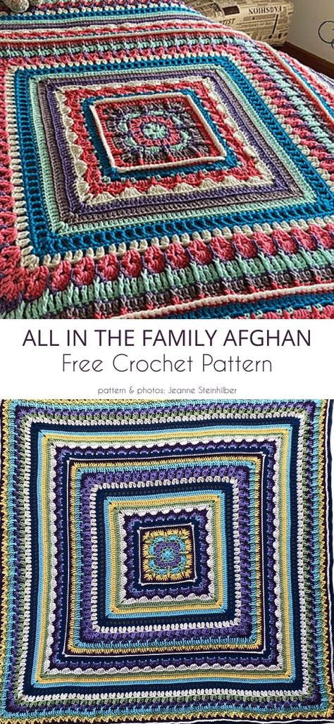 Oversize Square Free Crochet Patterns | Your Crochet Square Afghan Crochet Pattern, Multicolored Yarn Crochet Projects, Crochet Squares Afghan, Blanket Design, Elegant Crochet, Crochet Afghan Patterns Free, Easy Crochet Blanket, Crochet Blanket Designs, Crochet Mandala Pattern