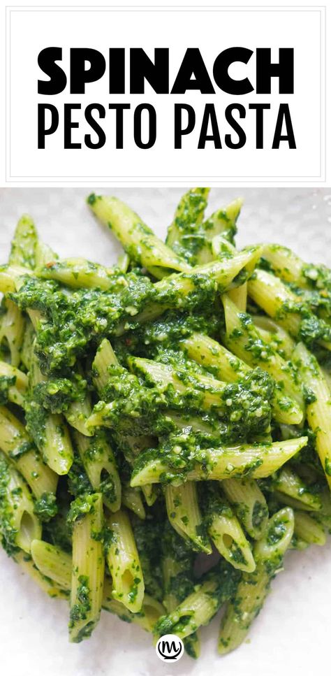 Green Pasta Recipe, Winter Pasta Recipes, Spinach Pasta Sauce, Pesto Pasta Dishes, Pesto Dishes, Spinach Pesto Pasta, Spinach Pasta Recipes, Pesto Sauce For Pasta, Penne Pasta Recipes