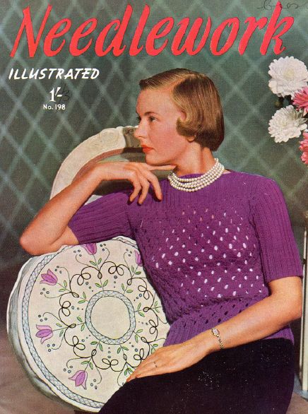 1940's Knitting - Ladies Jersey free pattern Vintage Needlework, Crochet Needlework, Vintage Knitwear, Crochet Abbreviations, Crochet Magazine, Knitting Magazine, Sewing Embroidery, Vintage Knitting Patterns, Vintage Knitting