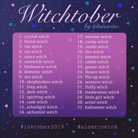 I decided to create my list of witches for the #inktober and publish it for you in advance 🖤 The rules of the Challenger are simpl Sketch Prompts, Inktober Prompts, Oc Generator, Abs Art, Art Journal Challenge, Witch Drawing, Drawing Challenges, 30 Day Drawing Challenge, Drawing Desk