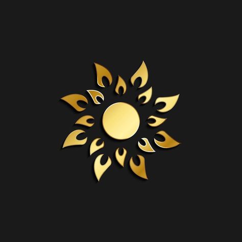 sun gold icon. Vector illustration of golden style. Summer time on dark background . Symbolic Gold Jewelry With Sun Design, Sun Symbol Design, Sun Symbol Aesthetic, Elegant Yellow Gold Sun Design Necklace, Sun Icon Logo, Yellow Gold Sun Design Necklace, Dnd Character Sheet, Golden Sun, Gold Sun