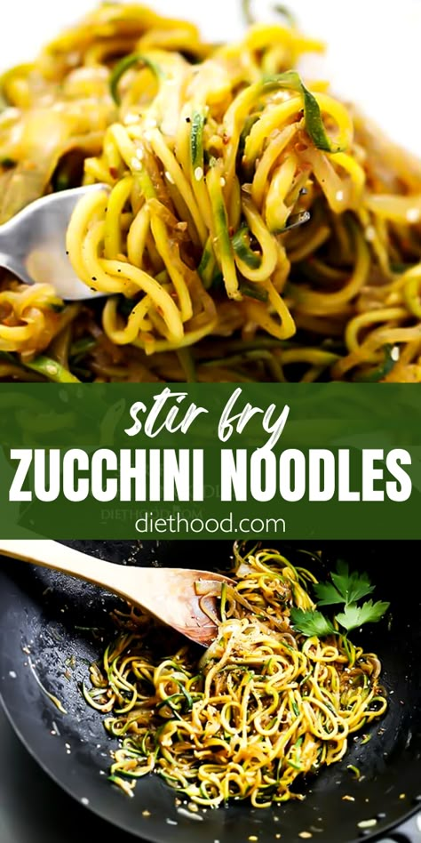 Zucchini Noodle Stir Fry, Stir Fry Zucchini, Stir Fry Zucchini Noodles, Spiralized Zucchini Recipes, Zucchini Noodle Recipes Healthy, Zucchini And Onions, Healthy Noodle Recipes, Zucchini Noodles Recipe, Sleeve Recipes