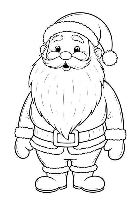 A charming drawing of Santa Claus, ready to be colored! 🎨🖍️ The perfect activity for winter evenings - both for children and adults who want to feel the spirit of Christmas through creativity. Add red, white and green to bring Santa's classic look to life! 🎅 Santa Claus Colouring Pages, Santa Clause Drawings For Kids, Santa Claus Drawing Art, How To Draw Santa Claus, Simple Santa Drawing, Christmas Pencil Drawings, Christmas Santa Claus Drawing, Santa Coloring Pages Free Printable, Drawing Of Santa Claus