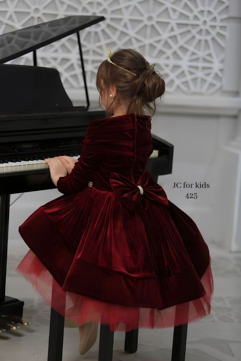 Velvet Gown For Kids, Nirvana Clothes, Dark Red Dresses, Kids Dress Patterns, Kids Gown, Velvet Gown, Wedding Clothing, Velvet Dresses, Princess Dresses