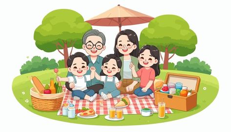 Premium Vector | A family picnic in the park with an umbrella and a picnic basket Family Picnic, Family Illustration, Picnic In The Park, Stationery Templates, Business Card Maker, Flyer Maker, A Picnic, Poster Maker, Card Banner