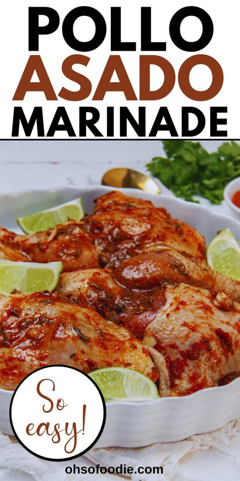 Text reads Pollo Asado Marinade - So Easy! Roasted Chicken Marinade, Pollo Asada Marinade, Easy Marinade For Chicken, Chicken Asada, Pollo Asado Chicken, Roast Chicken Marinade, Grilled Chicken Breast Marinade, Pollo Asado Marinade, Asado Chicken