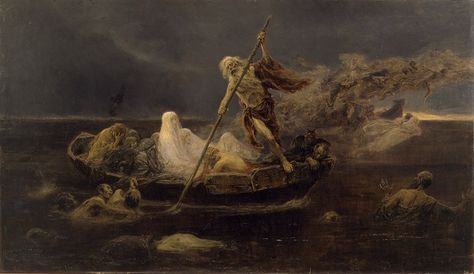 La Laguna Estigia The River Styx 1887 by Felix Resurreccion Hidalgo. The Ferryman, Filipino Art, Dantes Inferno, Ancient Greek Gods, Bottom Of The Sea, Divine Comedy, Pierre Bonnard, Dante Alighieri, A4 Poster