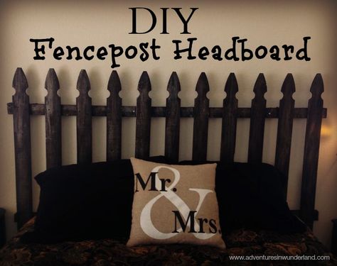 fencepostheadboard Picket Fence Headboard, Fence Headboard, Vintage Shelving, Headboard Ideas, Rustic Headboard, Fence Posts, Flat Paint, Diy Headboard, Fence Post