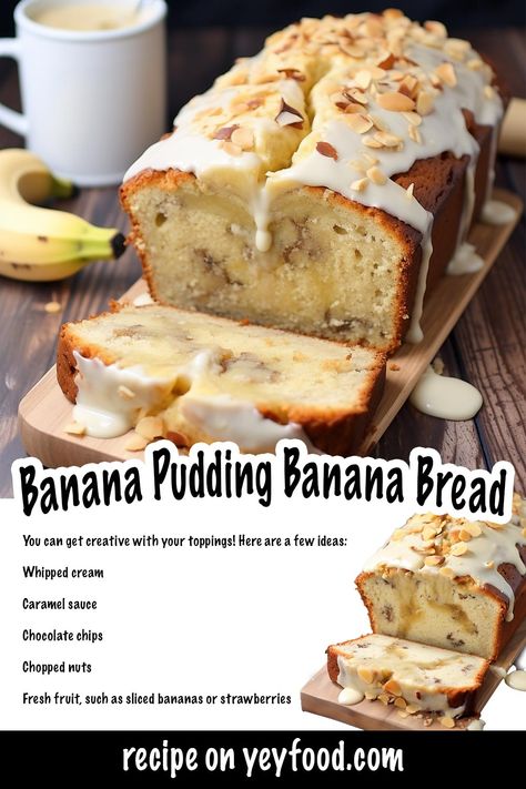 Yeyfood.com: Recipes, cooking tips, and kitchen hacks for home cooks of all levels Banana Pudding Banana Bread Recipe, How To Package Banana Bread To Sell, Banana Bread Bread Pudding, Banana Bread With Pudding, Banana Pudding Bread, Pudding Banana Bread, Comfort Baking, Recipe For Banana Bread, Rich Banana Bread