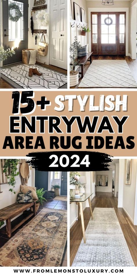 entryway area rug ideas Runner And Rug In Living Room, Foyer Entryway Rug, Add On Entryway Entrance, House Entrance Inside Entryway, Small Entry Way Rug Ideas, Foyer Rugs Entryway Farmhouse, Minimalist Front Entryway Ideas, Area Rug Size Guide Entryway, Rugs For Foyer Entryway