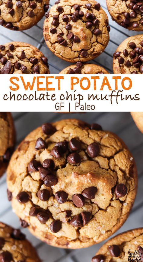 Chocolate Chip Muffins Gluten Free, Potato Desserts, Heathly Recipes, Snacks Protein, Sweet Potato Chocolate, Muffins Gluten Free, Healthy Sweet Potato, Paleo Muffins, Potato Muffins