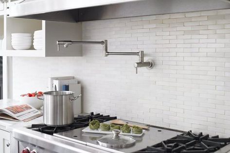 Best Kitchen Faucets, Pot Filler Kitchen, Pot Filler Faucet, Pot Filler, Kitchen Stove, Kitchen Pot, Kitchen Sink Faucets, Wall Mounted Tv, Commercial Kitchen