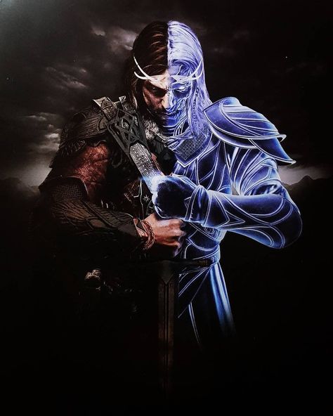 Talion And Celebrimbor, Middle Earth Shadow Of Mordor, Middle Earth Shadow, Shadow Of Mordor, Half Demon, Middle Earth Art, Girl Shadow, Forgotten Realms, Half Man