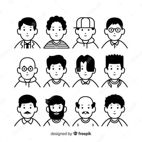 People Avatar, Doodle People, 심플한 그림, Sketch Note, Face Illustration, Cartoon Faces, Art Japonais, Line Illustration, People Illustration