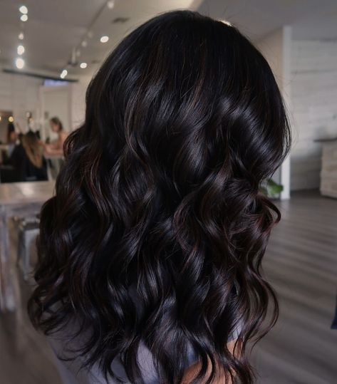 Dimensional Black Hair Color, Plum Brunette Hair, Dark Chocolate Highlights On Black Hair, Dark Brown Hair With Deminsions, Sombre Hair Blonde Balayage, Sombre Hair Blonde, Dark Dark Brown Hair, Black Hair Brown Highlights, Subtle Balayage Black Hair