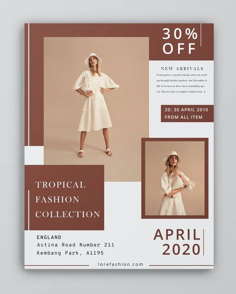 Fashion Pamphlet Design, Fashion Flyer Design Templates, Dress Poster Design, Flyer Template Design Layout, Fashion Flyer Design, Fashion Lookbook Design, Catalogue Design Templates, Fashion Flyer, Brochure Design Layouts