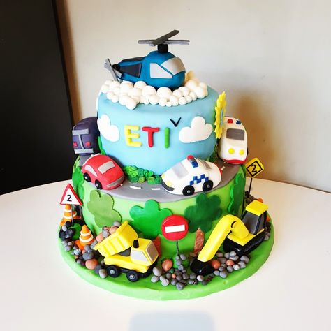 Transport cake Transportation Themed Cake, Transportation Theme Birthday Cake, Transport Birthday Cake, Transport Cake Ideas, Transport Cake, Transportation Cake, Transportation Party Cake, Transportation Birthday Party Cake, Transportation Cakes For Boys