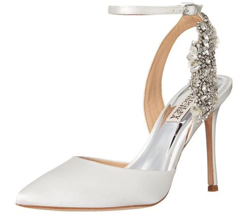 PRICES MAY VARY. Breathable leather lining Badgley Mischka Bridal, Beautiful Wedding Shoes, Badgley Mischka Shoes, Bridal Heels, Gorgeous Shoes, Bride Look, White Satin, Badgley Mischka, Girls Fashion