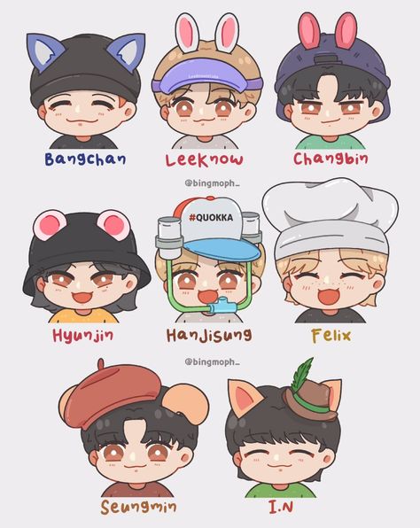 Skz Cartoon Characters, Skz Animals Character, Skzoo Characters Drawing, Skz Cute Drawings Easy, Skz Characters, Straykids Characters, K Pop Drawings Easy Skz, Skz Animal Characters, Skz Chibi Fanart