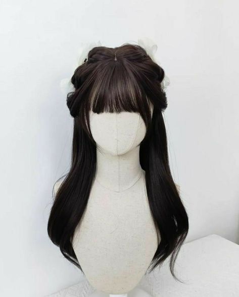 Mha Dr, Kawaii Wigs, Aesthetic Hairstyles, Hair Inspiration Long, Anime Wigs, Kawaii Hairstyles, Hair Idea, Pretty Hair Color, Chinese Hairstyle