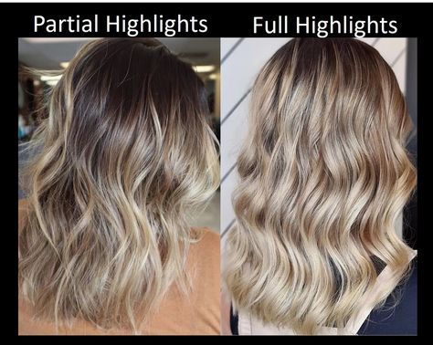 Partial Vs Full Highlights, Balayage Vs Highlights, Dark To Light Hair, Partial Balayage, Full Balayage, Partial Highlights, Redken Hair Color, Foil Highlights, Hair With Highlights