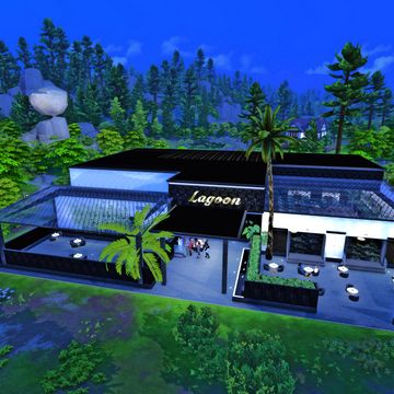 LAGOON NIGHTCLUB | Sierra The Simmer on Patreon Ts4 Nightclub, Sims 4 Club Lot, Nightclub Cc Sims 4, Sierra The Simmer Builds, Club Cc Sims 4, Sims 4 Lounge Build, Sims 4 Nightclub Build, Sims 4 Strip Club Build, Sims 4 Club Build