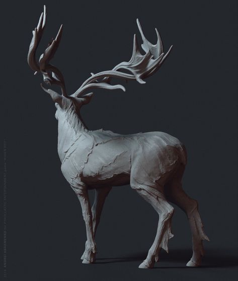 ArtStation - Stalker_Stag, Andrei Abramenko Cer Nocturn, Deer With Antlers, Digital Sculpture, Toy Art, 3d Modelle, Horse Sculpture, A Deer, Wow Art, Arte Animal