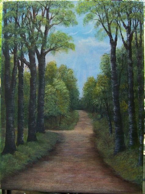 This is my first landscape painting of 2018. Its called "The Road Home." Ive always admired the road we live on. It use to be a river rock gravel road and in the summer the trees grow a canopy over the road. Done in acrylic. 16x20. Sold One Perspective Drawing, Road Drawing, Road Painting, Gravel Landscaping, Road Pictures, Australian Native Flowers, Native Flowers, Gravel Road, Stone Path