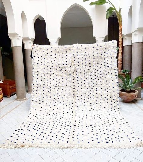 I imagine this blue-spotted wool carpet in an urban loft with exposed concrete walls or it would definitely also be lovely in an old building apartment with high white walls as @mooris_studio imagined as well in their description. What do you think? It is still available! Picture taken in @riad_houma_marrakech #marocknroll #stylewithsoul #bohemianhome #dsnicerug #scandinavianinterior #liveauthentic #creativelife #pocketofmyhome #urbanjunglebloggers #urbanlife #urbanloft #mynordicroom #finditlive Urban Interiors, Exposed Concrete, Urban Loft, Nordic Home, Blue Snowflakes, Authentic Living, Scandinavian Interior, Concrete Wall, Beni Ourain Rugs