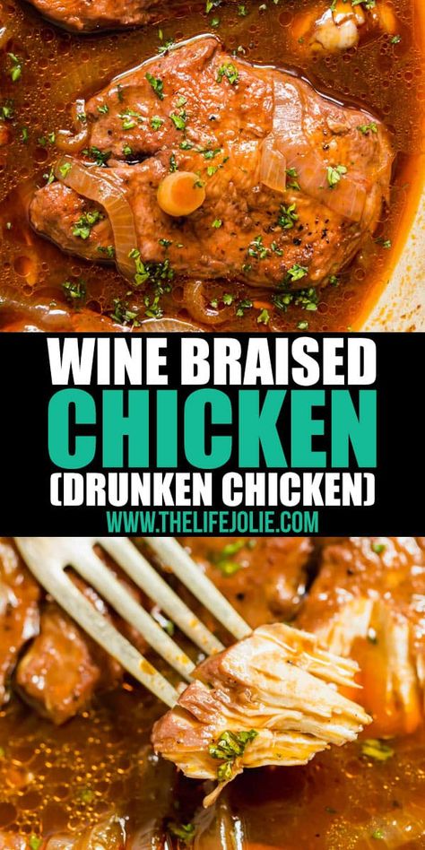 Red Wine Recipes Cooking, Wine Braised Chicken, Red Wine Vinegar Recipes, Cooking With Red Wine, Red Wine Chicken, Chicken Wine, Braised Chicken Breast, Red Wine Recipe, Savory Dinner