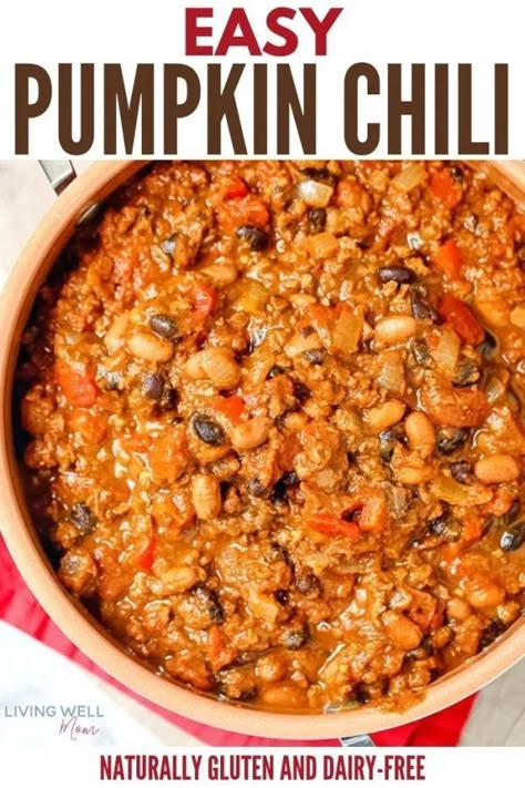 Pumpkin Recipes Dinner, Chili Easy, Turkey Pumpkin Chili, Pumpkin Chili Recipe, Pumpkin Recipes Easy, Pumpkin Chili, Chili Recipe Crockpot, Slow Cooker Pumpkin, Fall Food