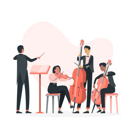 Concert Illustration Art, Orchestra Illustration, Musicians Illustration, Concert Illustration, Musician Illustration, Band Illustration, Rendering Architecture, Santa Claus Clipart, Create A Story