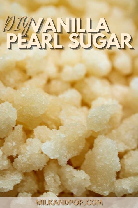 This do-it-yourself pearl sugar recipe will give you a vanilla-flavored pearl sugar that’s perfect for waffles and baked goods and will cost you a lot less than the store-bought version. Belgian Waffle Recipe With Pearl Sugar, Pearl Sugar Recipes, Pearl Sugar Cookies, Belgian Sugar Waffle Recipe, Sugar Waffles Recipe, Flavored Waffles, Pearl Sugar Waffles, Vanilla Sugar Recipe, Waffles Savory