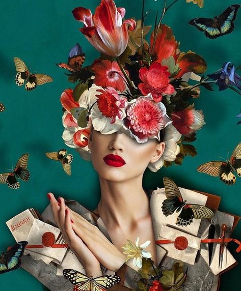 imagen descubierto por María José. Descubre (¡y guarda!) tus propias imágenes y videos en We Heart It Digital Art Programs, Surealism Art, Woman With Flowers, Digital Collage Art, Painted Ladies, Soyut Sanat Tabloları, Butterfly Painting, Arte Sketchbook, Paint By Numbers