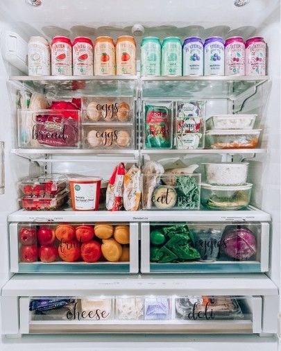 Quarantine fridge returned to its original glory! Linked all my bins (including handled option) as well as two sources for same egg drawers! Click link to shop!  Organized Life Design | Professional Organizer | Houston, Texas  #OrganziedLifeDesign #ProfessionalOrganizer #HoustonTexas #LTK #HowToOrganize #OrganizeTips Small Fridge Organization, Fridge Organization Hacks, Fridge Organization Ideas, Dream Fridge, Healthy Fridge, Fridge Organisers, Honey Wheat, Kitchen Fridges, House Organisation