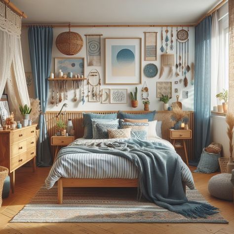 Boho Bedroom, Lincoln, Blue Grey, Gray Color, Design Ideas, Bedroom Decor, House Design, Bedroom, Grey