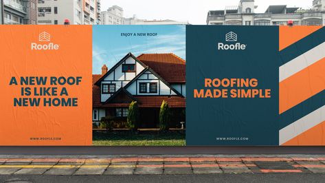 Roofing Made Simple - World Brand Design Billboard Design Ideas, Construction Hoarding, Construction Signage, Creative Billboard, Construction Banner, Billboard Ideas, Hoarding Design, Modern Advertising, Property Branding