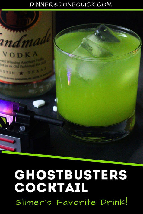 Who you gonna call for a spook-tacular party drink? This Ghostbusters Cocktail is a neon-green, slime-inspired drink that’s perfect for Halloween or any nostalgic movie night. Inspired by Slimer, this eerie concoction is as delicious as it is fun. It's easy to make and sure to be a hit among your guests. Capture the spirit of Halloween and channel your inner ghostbuster with this creative vodka cocktail. #GhostbustersCocktail #HalloweenDrink #SlimerCocktail Ninja Cocktail Recipes, Green Vodka Punch, Ghostbusters Dinner And Movie, Keto Halloween Cocktails, Green Halloween Cocktails Recipes, Spooky Halloween Shots, Halloween Drinks Easy Alcohol, Lime Green Cocktails, Halloween Cocktails With Vodka