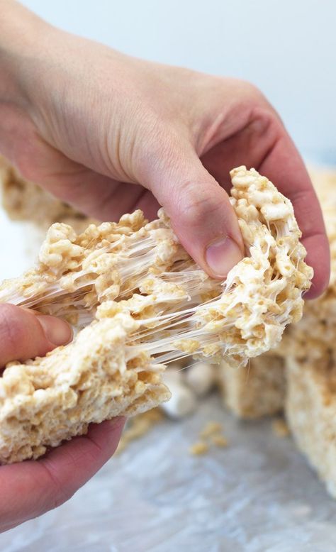 No more hard and dry treats with this Chewy Rice Krispie Treats recipe! | www.countrysidecravings.com Chewy Rice Krispie Squares, Soft Rice Crispy Treats Recipe, Soft And Chewy Rice Krispie Treats, Soft Chewy Rice Krispy Treats, Soft Rice Crispy Treats, Chewy Rice Krispie Treats, Soft Rice Krispie Treats, Rice Krispie Treats Original Recipe, Rice Crispy Bars