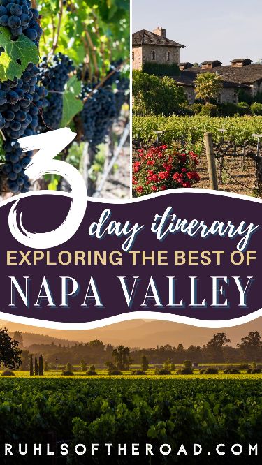 The perfect 3 day itinerary for Napa Valley! Explore the best of Napa Valley with one day in Napa and Yountville, one day in St. Helena and one day in Calistoga. Visit the best wineries in Napa Valley and enjoy wine tasting in Napa Valley. Sprinkle in some delicious food and restaurants in Napa Valley, a spa for a massage and some shopping for an awesome girls trip to Napa Valley or romantic honeymoon to Napa Valley. There is something to do for everyone in California's wine country. Napa Itinerary Wineries, Napa Valley Trip Itinerary, Napa Valley Itinerary, Napa Valley Vacation, Napa Valley Vineyards, Napa Valley California, Napa Valley Trip, Napa Trip, Napa Wineries